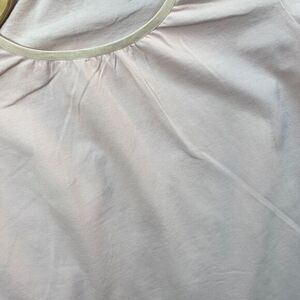 J. Jill Women's XL Pastel Pink Long-Sleeve Velvet Trim Scoop Pleated Neck Blouse